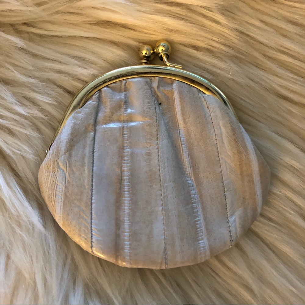 Smokey gray eel skin kisslock coin purse Lee Sands style